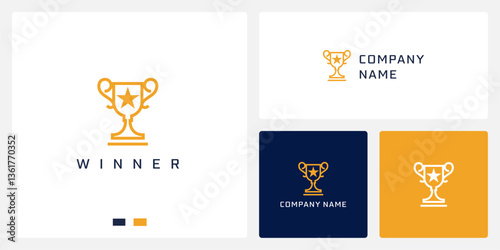 Winner trophy logo design template