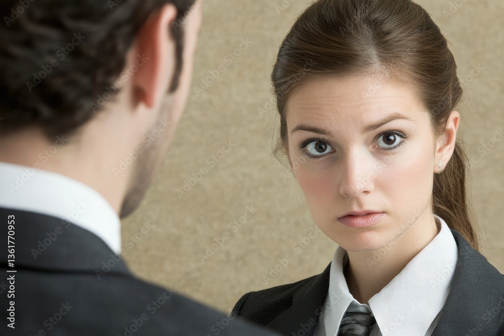 One-On-One Meeting. Young Businesswoman Discussing with Employee in Office Environment One-On-One Meeting. Young Businesswoman Discussing with Employee in Office Environment