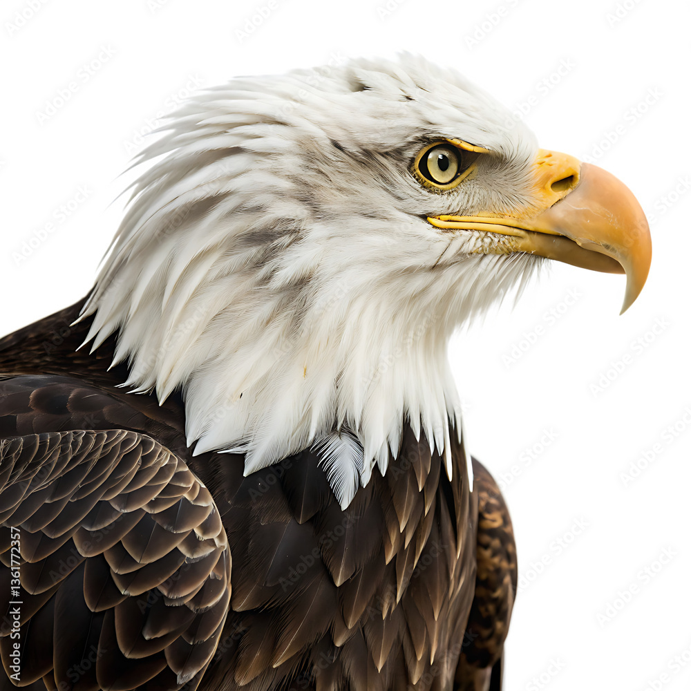 Obraz premium Bald Eagle Isolated on White Background as Transparent. PNG. AI GENERATED