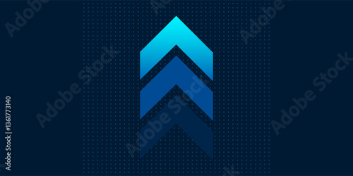 Light arrow up on grid dark background illustration copy space digital growth concept.eps10