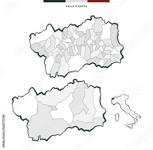 Regione Valle d'Aosta in Italia - mappa vettoriale	
