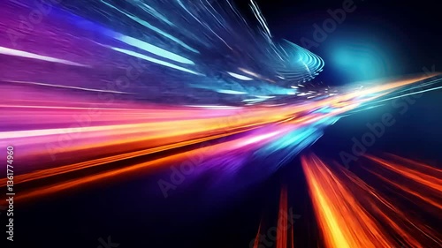 Abstract speed motion blur.  Vibrant colors radiate outwards