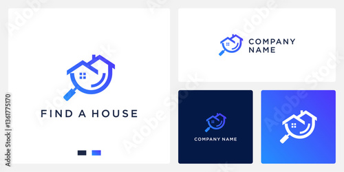 find house magnifying logo design search