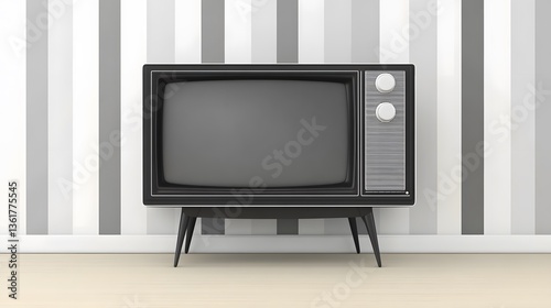 Retro Vintage Television Set in Room Interior 3D Render