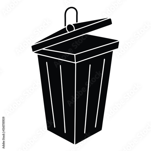 Realistic Trash Bin Vector Illustration – Modern Dustbin with Lid for Waste Disposal Concept