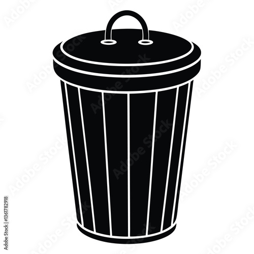 Realistic Trash Bin Vector Illustration – Modern Dustbin with Lid for Waste Disposal Concept