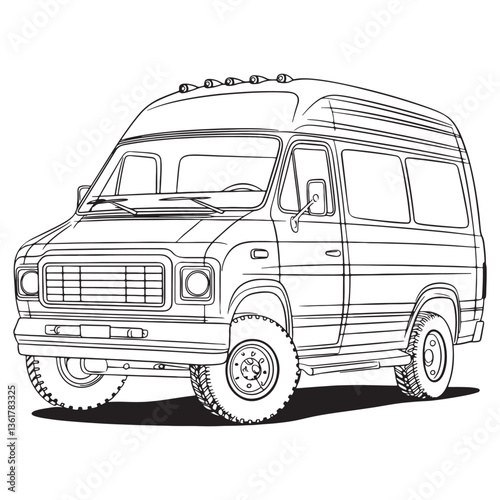Truck line art vector illustration isolated on white background