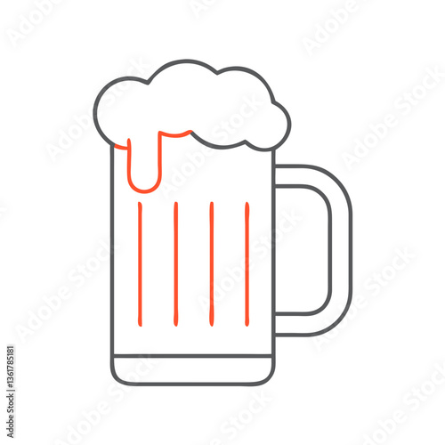 A conceptual illustration of a frothy beer mug, representing relaxation and enjoyment, ideal for bar logos, beverage advertisements, and social gatherings, featuring a modern minimalist style.