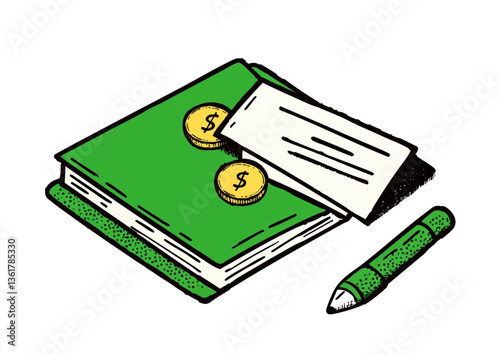 Vector illustration of a bankbook and money concept