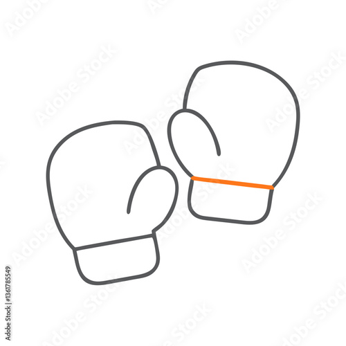 Illustration of two boxing gloves, representing the spirit of competition and sportsmanship, an essential symbol for fitness, training sessions, and martial arts events.