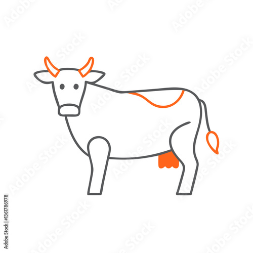 A simple line drawing of a cow in a minimalist style, depicting farm life and livestock, representing agriculture, animal husbandry, and rural living themes.