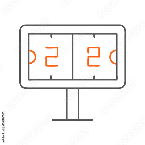 Digital scoreboard displaying a sports game score of 2-2, representing competition and excitement, an essential element for sports events, enhancing viewer engagement and excitement.