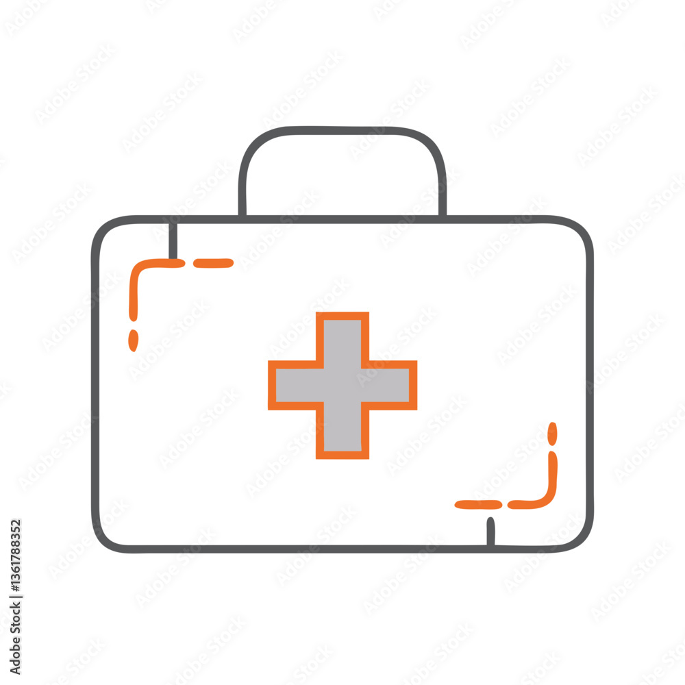 Obraz premium A portable first aid kit box with a medical cross, representing emergency supplies, healthcare preparedness, and safety equipment for injuries or sudden illness. 