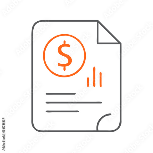A financial document with a dollar sign and upward trend graph, representing economic growth and analysis in a corporate environment, financial reporting for business strategy and decision-making.