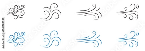 Wind blow line icon fresh vector cloud air isolated speed symbol. Wind blow air line icon logo.