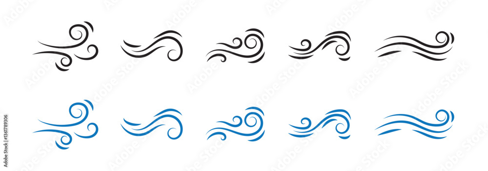 Windy icon Flat illustration sign Windy icon Flat illustration sign