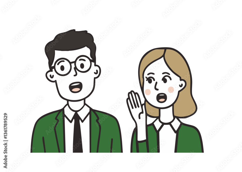 Vector illustration of a man and woman in business attire having a sudden idea Vector illustration of a man and woman in business attire having a sudden idea
