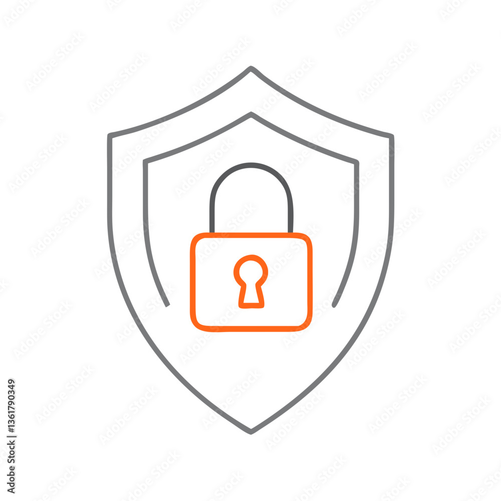 Minimalistic shield icon with a lock symbol, representing security and protection, conveying the concept of cybersecurity and digital safety in a modern flat design style. Minimalistic shield icon with a lock symbol, representing security and protection, conveying the concept of cybersecurity and digital safety in a modern flat design style.