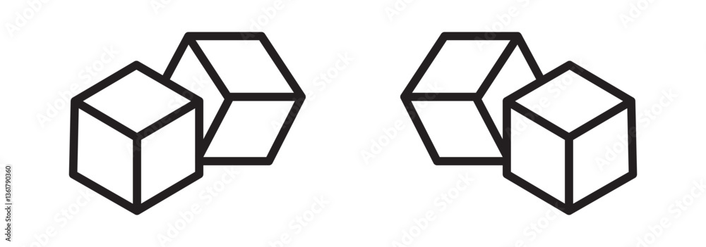 Cube icon Thin line vector illustration set Cube icon Thin line vector illustration set