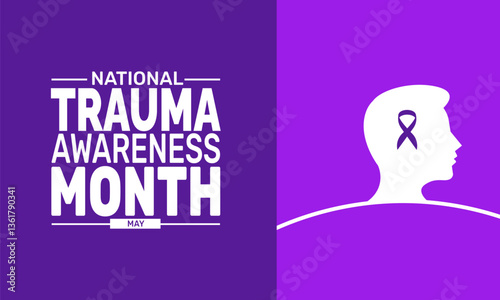 May is National Trauma Awareness Month. Holiday concept, suitable for placard, Background Template, Greeting Card, Poster design, with text inscription, Classic Social Media Post. Vector illustration
