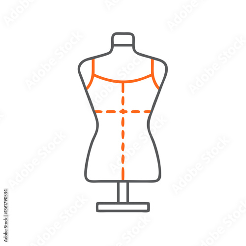 A simple clothing dress form mannequin, demonstrating tailored fashion design, used for displaying garments, essential tool for fashion designers, stylists, and seamstresses in the design process.