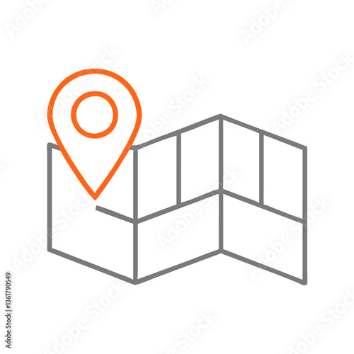 A stylized map icon with a location pin, representing navigation and travel planning, versatile for apps, travel websites, and advertising, emphasizing ease of finding destinations.