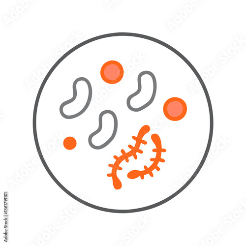 Illustration of various microorganisms depicted in a minimalistic style, featuring vibrant colors against a clean white background, representing the world of microbiology and scientific education.