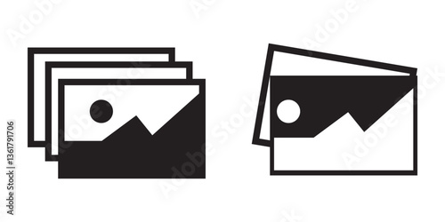 Gallery icon set. Photo album icon symbol set. Image, picture flat editable icon collections. Vector.