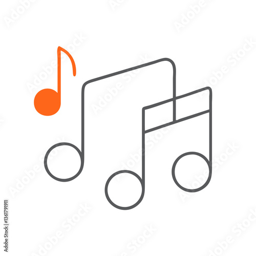Vector illustration of musical notes in a modern style, featuring bold lines and vibrant colors, concept creativity and artistic expression in music and design.