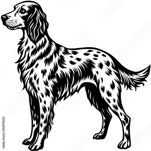 black and white english setter dog