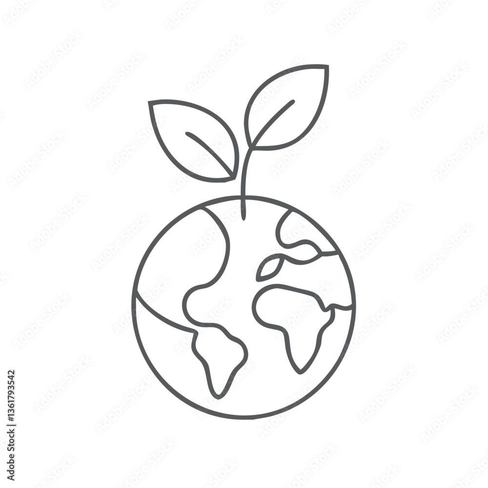 A minimalist line art illustration of the Earth with a young plant sprouting from it, symbolizing growth and sustainability, perfect for environmental awareness campaigns or eco-friendly designs. A minimalist line art illustration of the Earth with a young plant sprouting from it, symbolizing growth and sustainability, perfect for environmental awareness campaigns or eco-friendly designs.