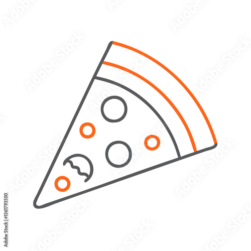 Triangular pizza slice with toppings, representing fast food, snacks, or Italian cuisine
