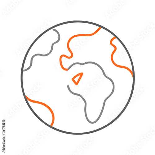 Stylized globe showing continents, symbolizing planet Earth, geography, or global issues
