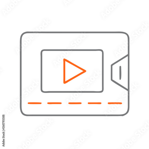 An illustrative icon featuring a video play button inside a digital screen, representing the concept of modern media consumption and digital communication tools for video content creation.