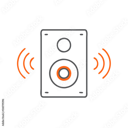 A sound speaker emitting waves, symbolizing music enjoyment, audio technology use, and excitement for concerts or parties, ideal for sound enthusiasts and event planners.