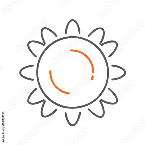 A simple yet cheerful sun illustration featuring rays and a bright circular center, ideal for conveying warmth, happiness, and positivity in design, children's artwork, or seasonal themes.