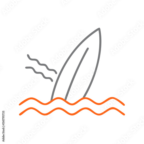 Surfboard floating on waves, symbolizing surfing, ocean activity, water sports, and summer recreation

