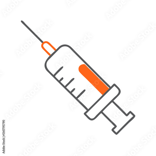 An orange-filled syringe, symbolizing medical care and vaccination, representing health and safety services, commonly used in healthcare settings for immunization and treatments.
