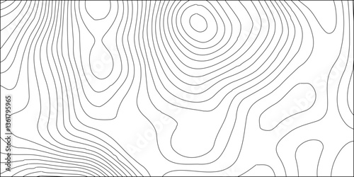 Topographic map background geographic line map,Outline cartography landscape. Modern poster design,Black on Gray. Ultra wide size. Vector illustration,
