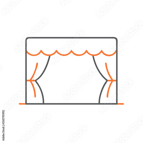 Curtains pulled to the side, representing stage performance, cinema, theater arts, or dramatic presentation
