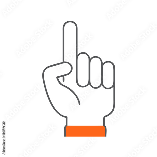 A raised hand signaling one finger upwards, conveying a message of importance or communication, set against a minimalistic background, representing the concept of expression and empowerment.