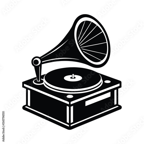 Classic vinyl record player vector silhouette.