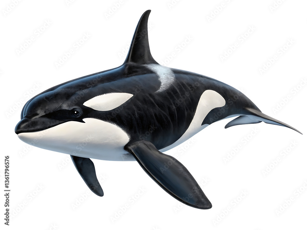 Obraz premium Orca Killer Whale - Isolated on White Background as Transparent. PNG. AI GENERATED