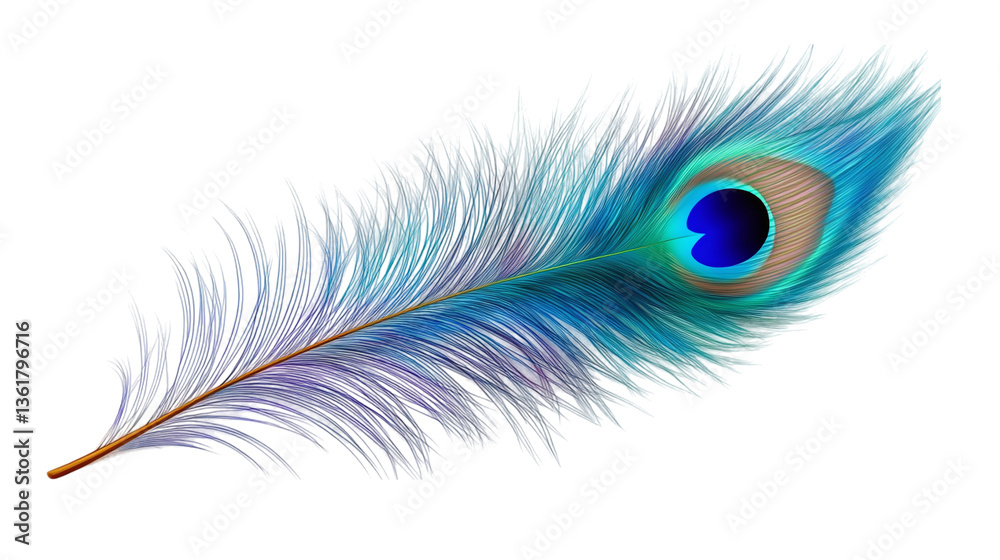 Fototapeta premium Elegant peacock feather with vibrant colors,