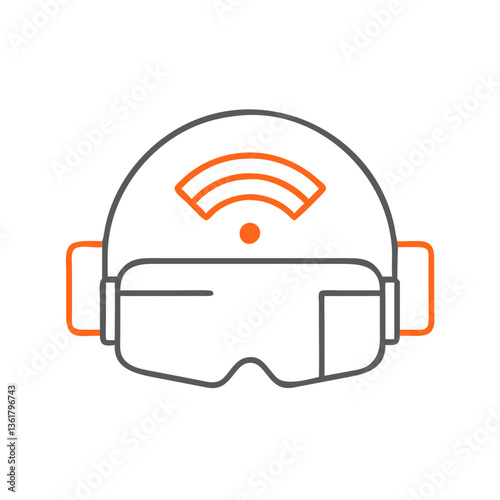 A minimalist illustration of virtual reality glasses with Wi-Fi signal, concept modern technology, immersive experiences, and the future of entertainment in digital environments.