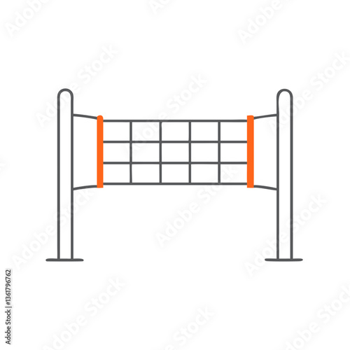 Minimalist illustration of a volleyball net, representing sports and recreation, designed for promotional materials, event posters, or articles on team sports and outdoor activities.
