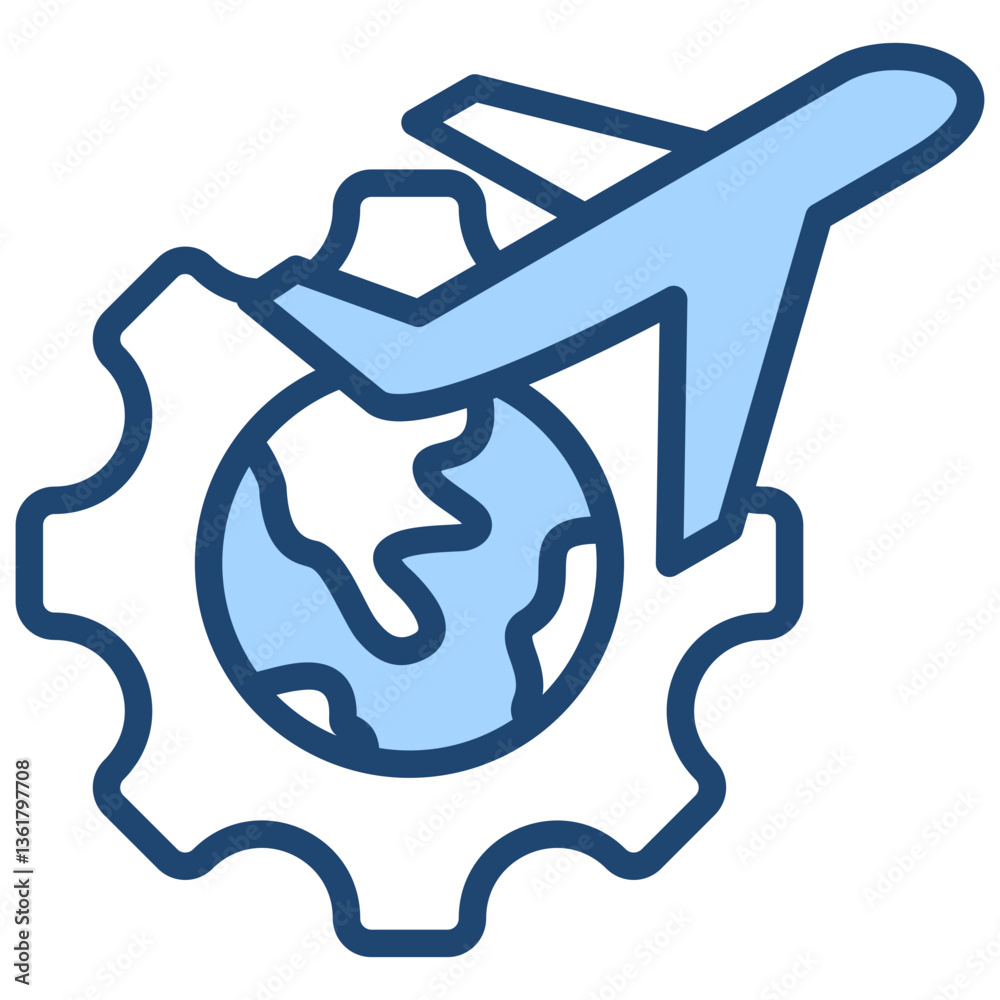 Travel Arrangement Icon Lineal Blue Style