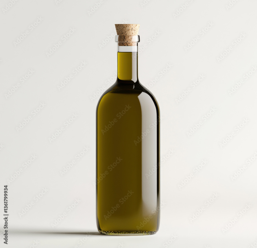 Elegant olive oil bottle with cork stopper for culinary use Elegant olive oil bottle with cork stopper for culinary use