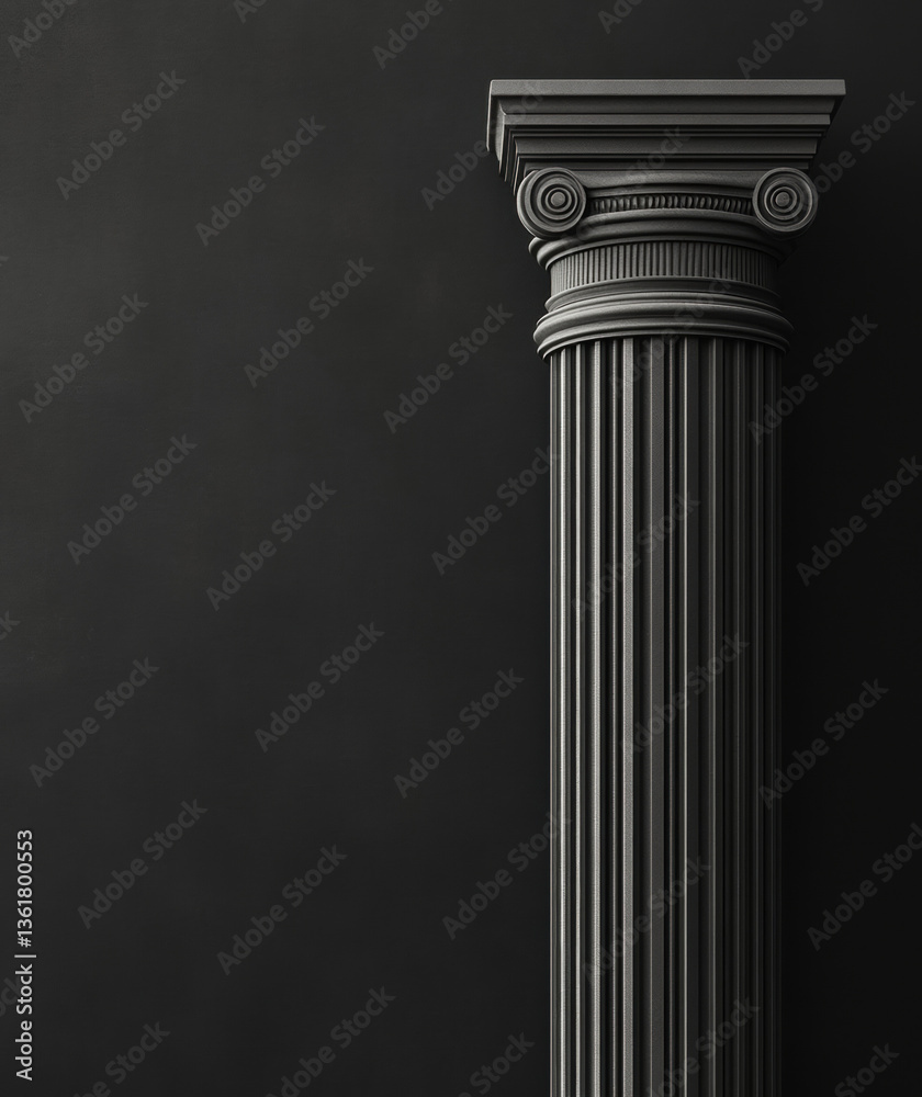Classical column design against a dark background in modern style Classical column design against a dark background in modern style