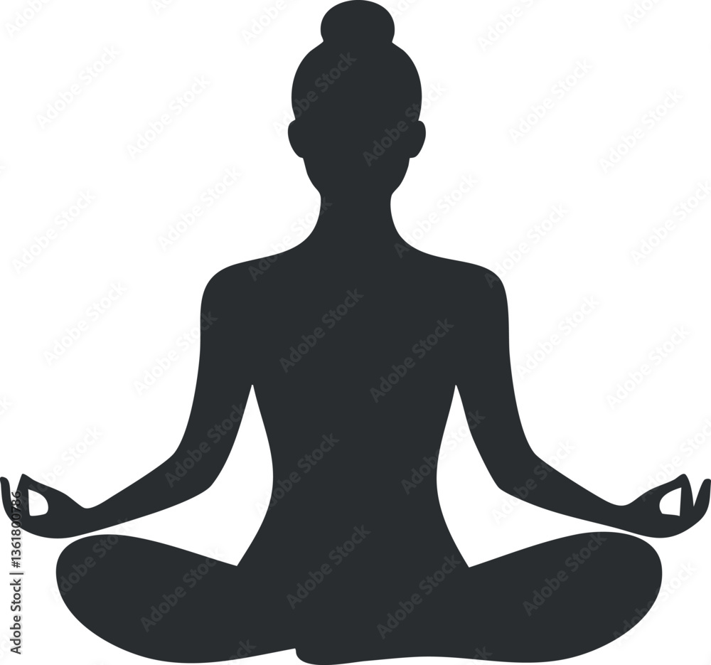 Silhouette of person meditating in yoga pose for wellness and mindfulness themes. Silhouette of person meditating in yoga pose for wellness and mindfulness themes.